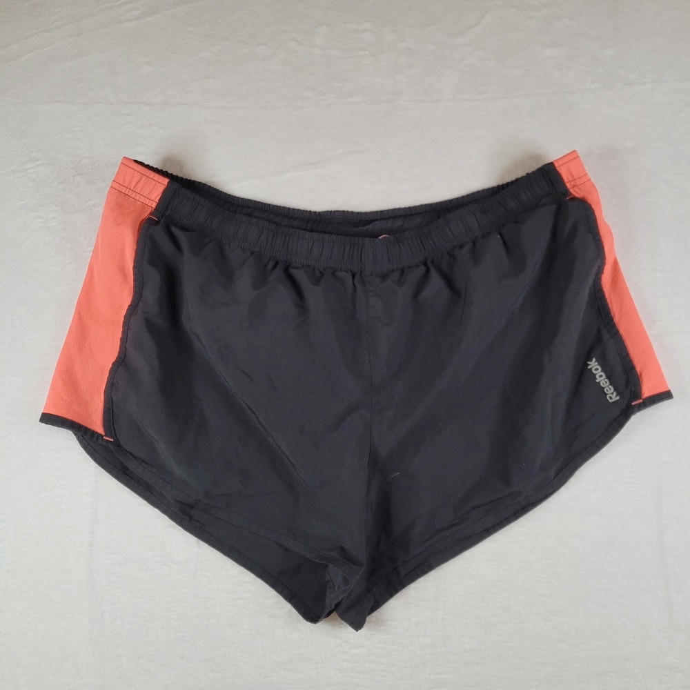 Reebok PlayDry Womens Running Shorts Black Coral Pink XL Athletic Workout Gym